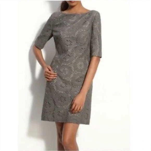 Adrianna Papell | Dresses | Adrianna Papell Gray Crochet Dress Size 8 |  Poshmark